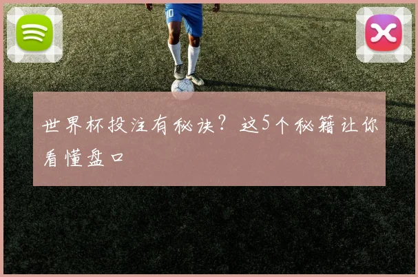 世界杯投注有秘诀?这5个秘籍让你看懂盘口